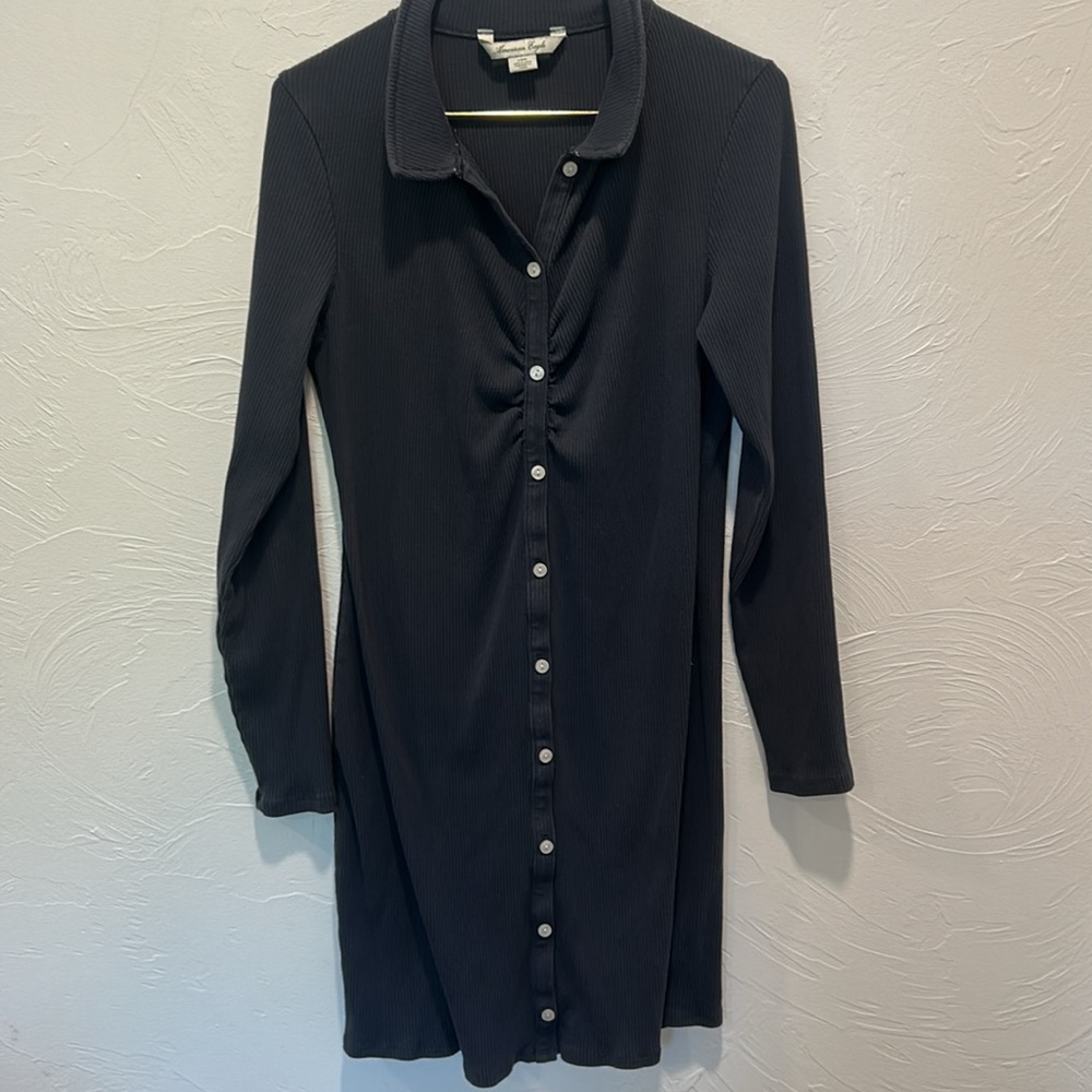 AE Ruched Knit Button-Front Mini Dress - Picture 4 of 6